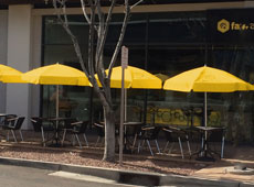 Yellow Umbrella Outdoor Tables