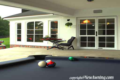 pool table on covered patio