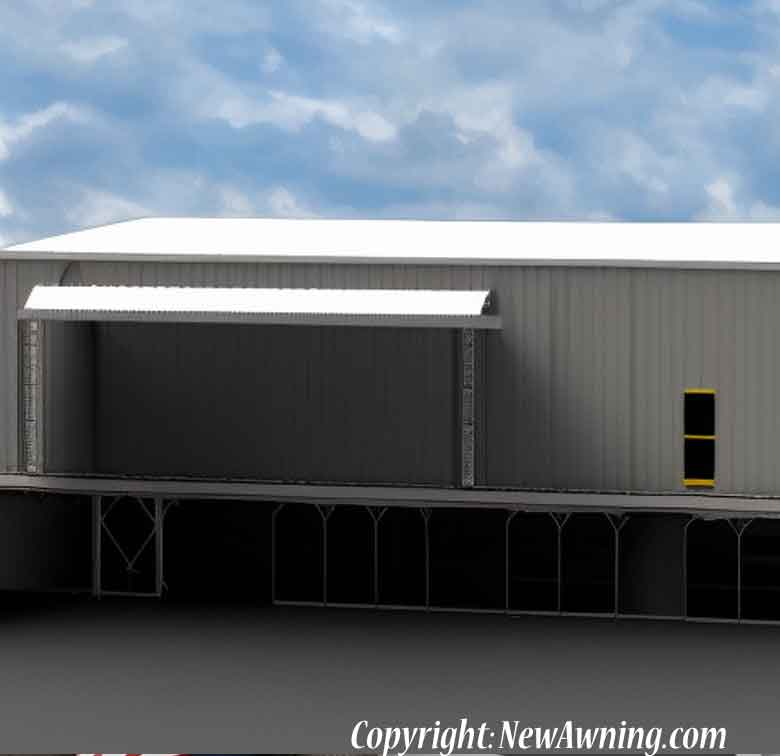 aluminum awning on warehouse loading dock