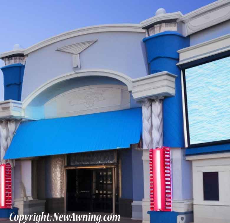 awning over closed movie theater