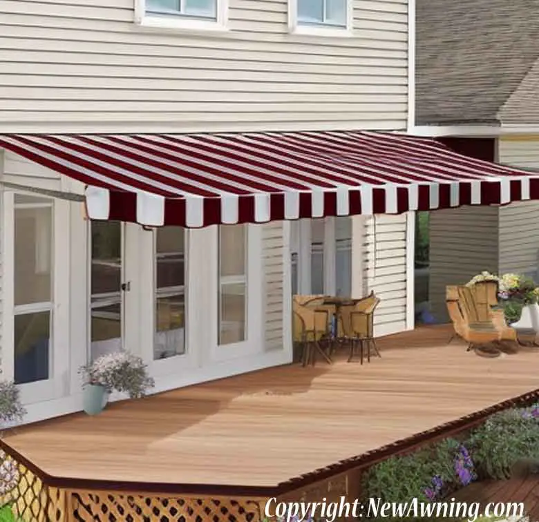 concept home with awning and custom wood deck