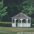 Gazebo in a large field at a distant used for weddings