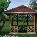 custom built wood gazebo from reclaimed wood