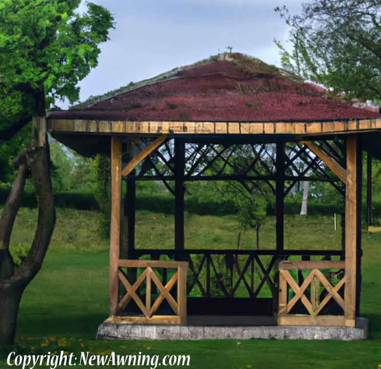 custom built wood gazebo from reclaimed wood