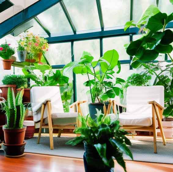 sunroom filled with plants