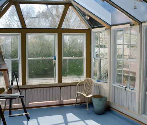 painter studio in screened patio