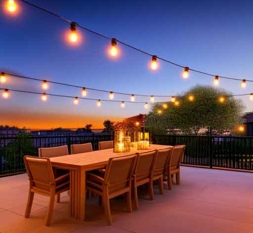 string lights overlooking patio